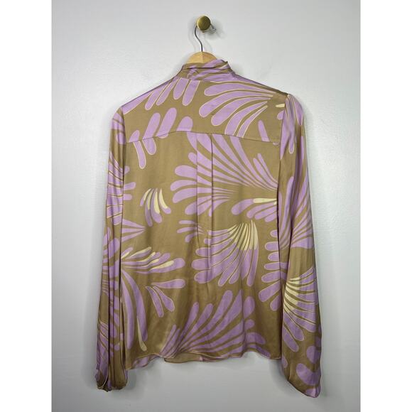 Alexis Devyn Long Sleeve Purple and Tan Floral Print Top Women's Size: XS NWOT - Picture 4 of 7